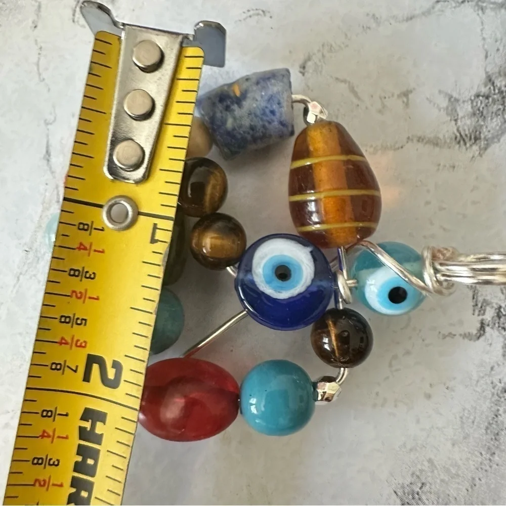 Collage beaded pendant Handmade Evil Eye necklace Multi Colored 1600 Y